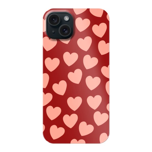 Vollständig bedrucktes iPhone 15 Plus hard case mit Zarten Herzchen
