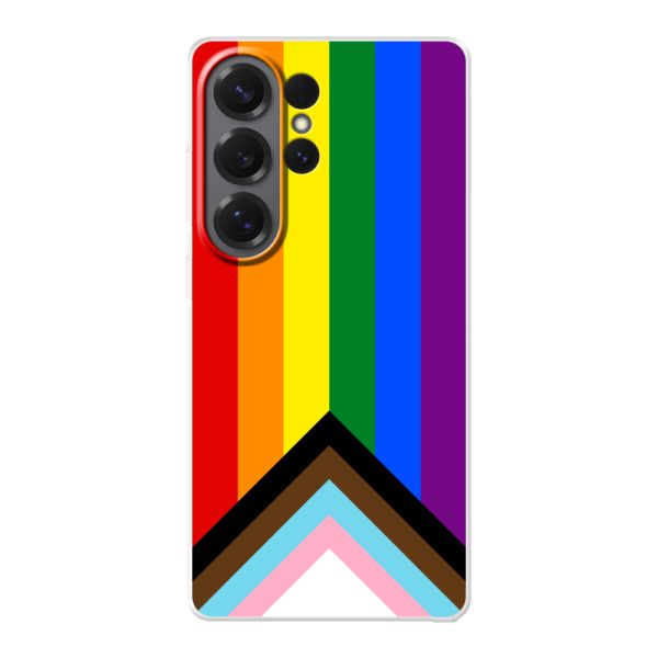 Funda Samsung Galaxy S26 Ultra flexible transparente con Bandera arcoíris - Bandera Progress Pride