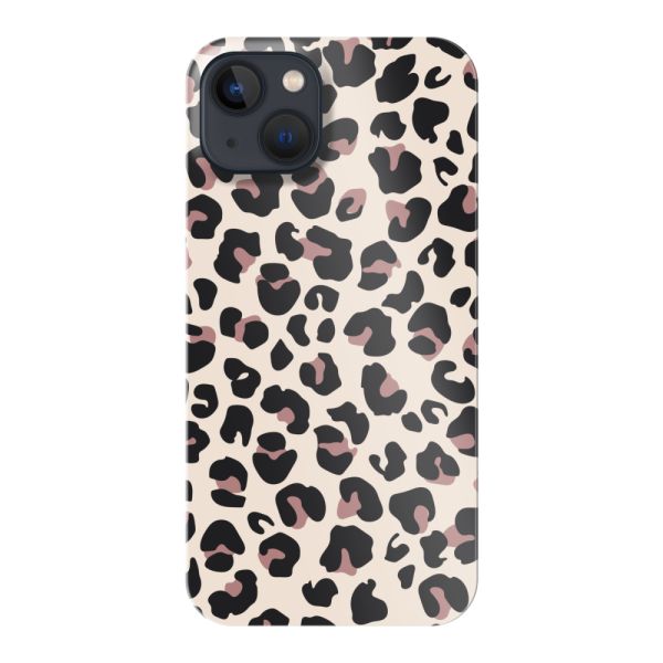 Funda hard case iPhone 13 totalmente impresa con estampado de pantera – Print leopardo beige rosa brillante