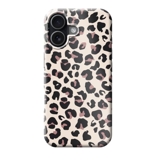 Funda hard case iPhone 17 totalmente impresa con estampado de pantera – Print leopardo beige rosa brillante