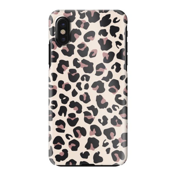 Vollständig bedrucktes iPhone X hard case mit Panterprint – Leopardenprint Beige Rosa Glänzend