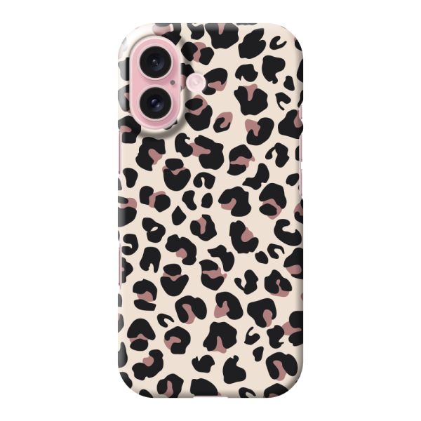 Funda hard case iPhone 16 totalmente impresa con estampado de pantera – Print leopardo beige rosa brillante