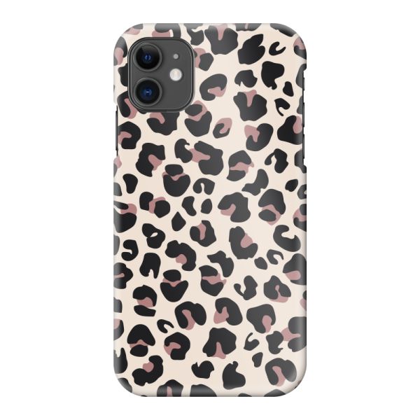 Vollständig bedrucktes iPhone 11 hard case mit Panterprint – Leopardenprint Beige Rosa Glänzend