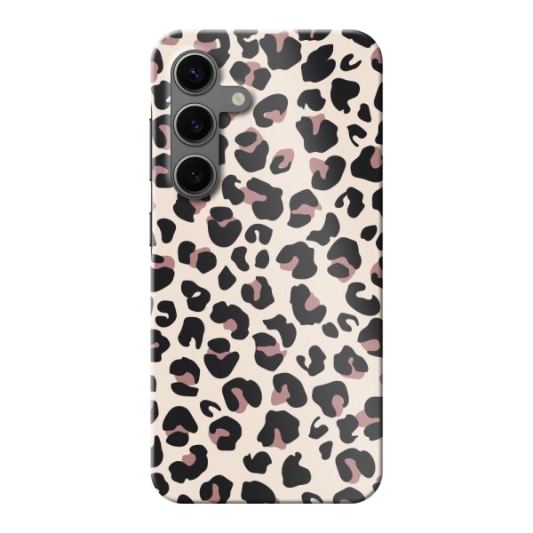 Volledig bedrukt Samsung Galaxy S24 hard case hoesje met Panterprint - Luipaardprint Beige Roze Glossy