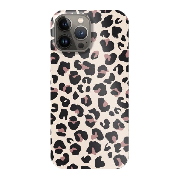 Vollständig bedrucktes iPhone 13 Pro Max hard case mit Panterprint – Leopardenprint Beige Rosa Glänzend