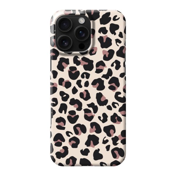 Funda hard case iPhone 16 Pro Max totalmente impresa con estampado de pantera – Print leopardo beige rosa brillante