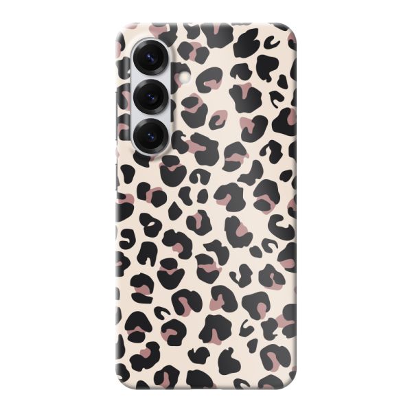 Funda hard case Samsung Galaxy S25 totalmente impresa con estampado de pantera – Print leopardo beige rosa brillante