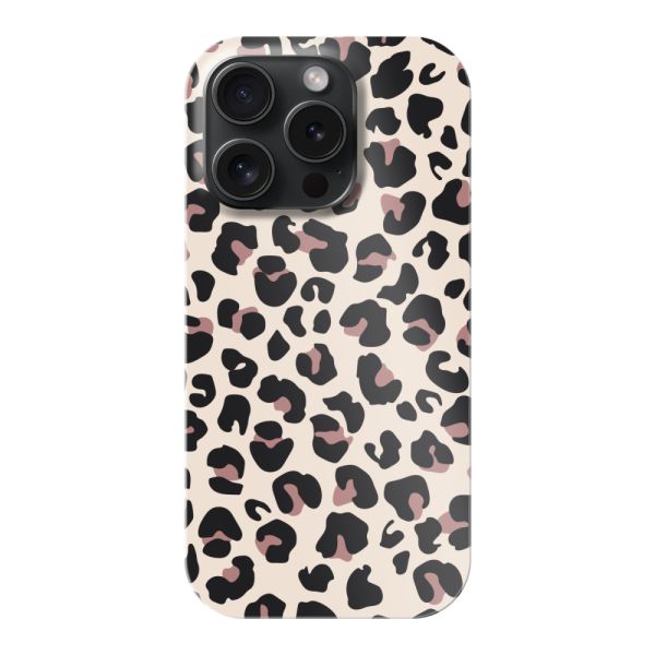 Funda hard case iPhone 15 Pro totalmente impresa con estampado de pantera – Print leopardo beige rosa brillante