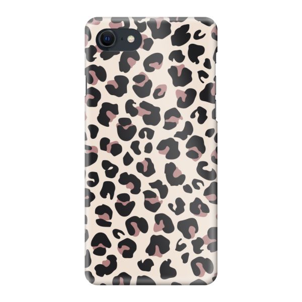Volledig bedrukt iPhone SE (2020 & 2022) hard case hoesje met Panterprint - Luipaardprint Beige Roze Glossy