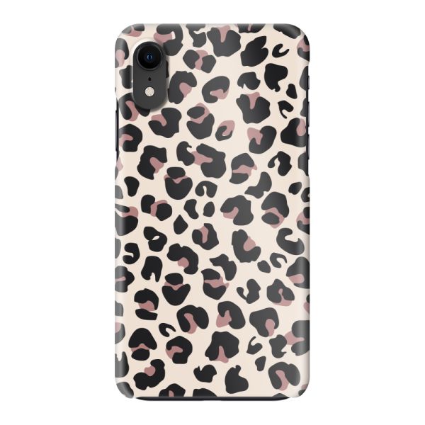 Vollständig bedrucktes iPhone Xr hard case mit Panterprint – Leopardenprint Beige Rosa Glänzend