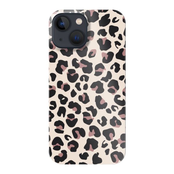 Vollständig bedrucktes iPhone 13 mini hard case mit Panterprint – Leopardenprint Beige Rosa Glänzend