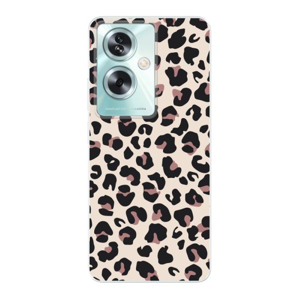 Funda Oppo A79 flexible transparente con estampado de pantera – leopardo beige