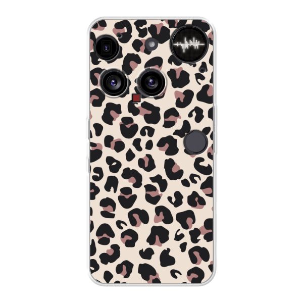 Funda Nothing Phone (3) flexible transparente con estampado de pantera – leopardo beige
