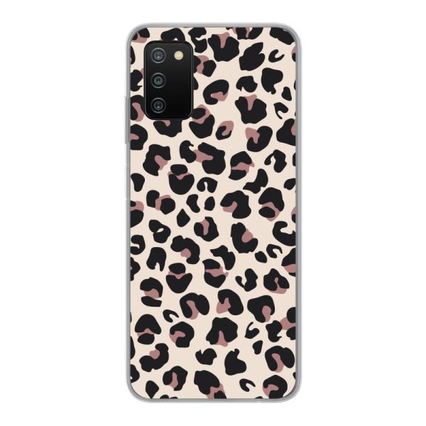 Funda Samsung Galaxy A03s flexible transparente con estampado de pantera – leopardo beige
