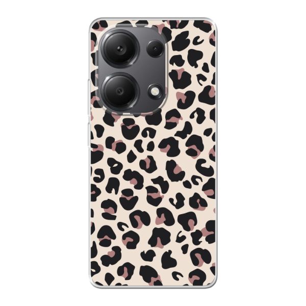 Funda Xiaomi Poco M6 Pro flexible transparente con estampado de pantera – leopardo beige