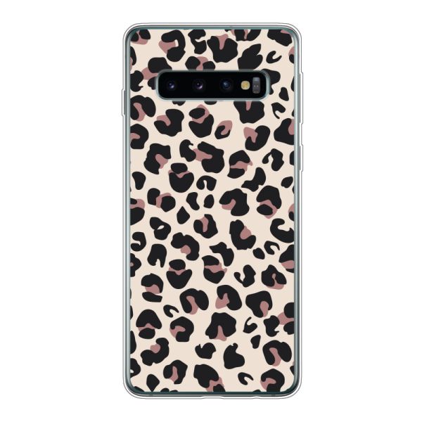 Funda Samsung Galaxy S10 flexible transparente con estampado de pantera – leopardo beige