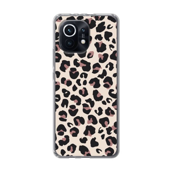 Transparant flexibel Xiaomi Mi 11 hoesje met Panter Print - Beige Luipaardprint