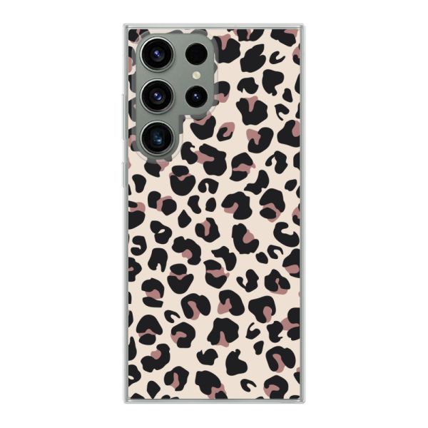 Funda Samsung Galaxy S23 Ultra flexible transparente con estampado de pantera – leopardo beige