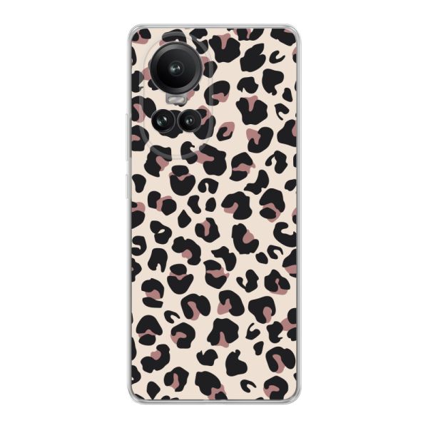 Funda Oppo Reno 10 Pro flexible transparente con estampado de pantera – leopardo beige