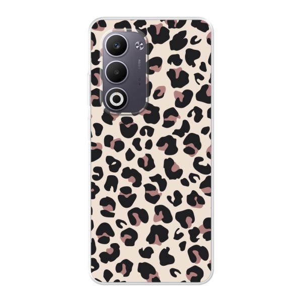 Funda Oppo A5 flexible transparente con estampado de pantera – leopardo beige