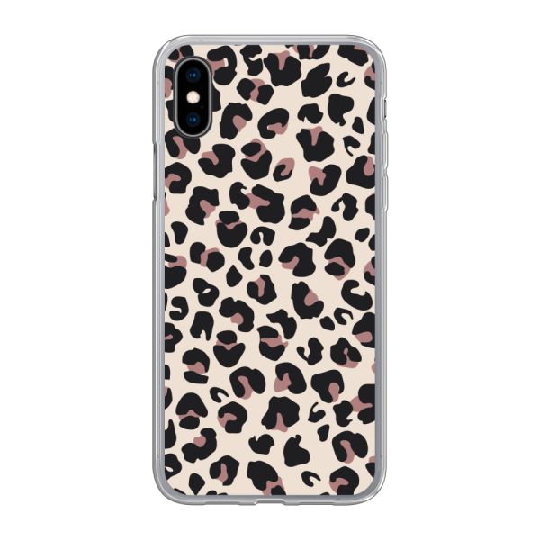 Funda iPhone X flexible transparente con estampado de pantera – leopardo beige