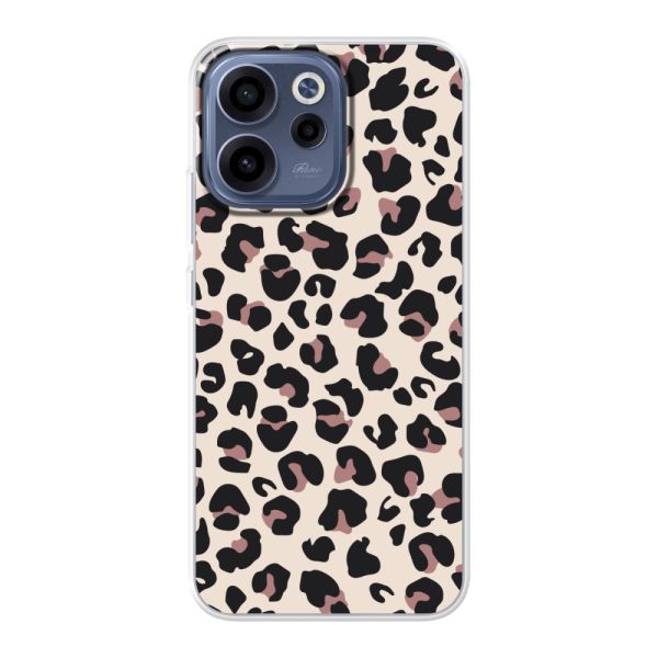 Funda Oppo Reno15 F flexible transparente con estampado de pantera – leopardo beige