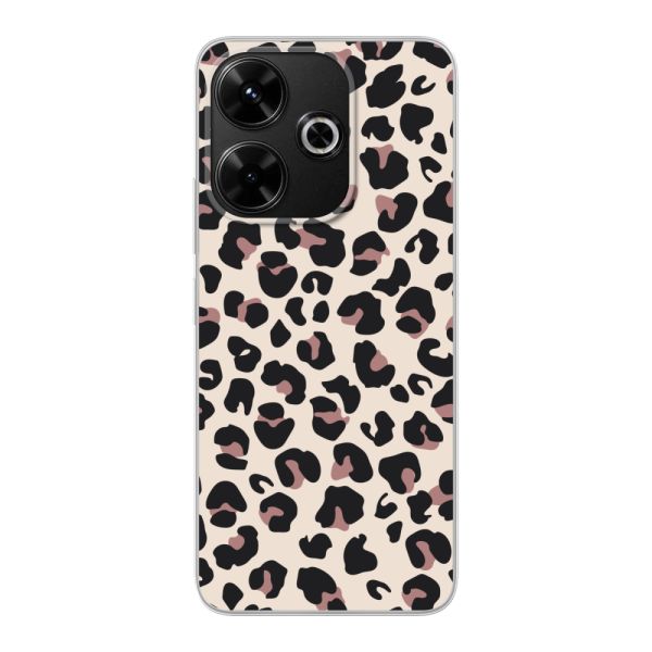 Funda Xiaomi Poco M6 4G flexible transparente con estampado de pantera – leopardo beige