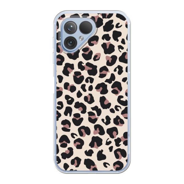 Funda Fairphone 5 flexible transparente con estampado de pantera – leopardo beige