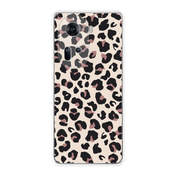 Funda Oppo Reno11 flexible transparente con estampado de pantera – leopardo beige
