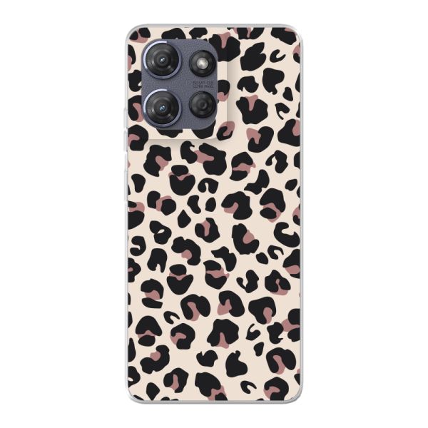 Funda Motorola Moto G Power (2025) flexible transparente con estampado de pantera – leopardo beige