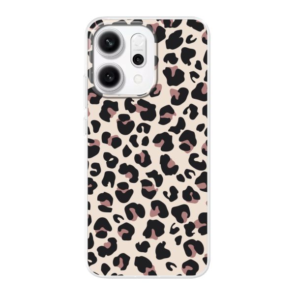 Funda Oppo Reno14 Pro flexible transparente con estampado de pantera – leopardo beige