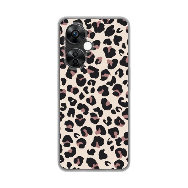 Funda OnePlus Nord CE 3 Lite flexible transparente con estampado de pantera – leopardo beige