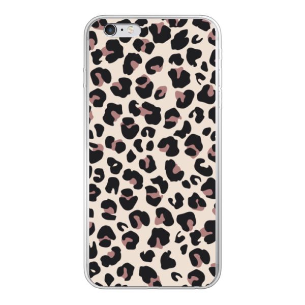 Funda iPhone 6 Plus flexible transparente con estampado de pantera – leopardo beige