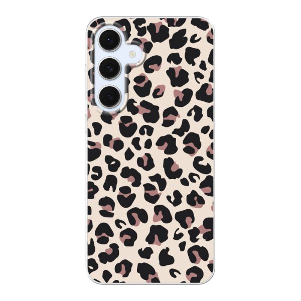 Funda Samsung Galaxy S24 FE flexible transparente con estampado de pantera – leopardo beige