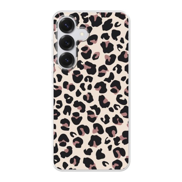 Funda Samsung Galaxy S25 flexible transparente con estampado de pantera – leopardo beige