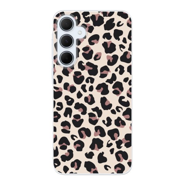 Transparant flexibel Samsung Galaxy A35 hoesje met Panter Print - Beige Luipaardprint