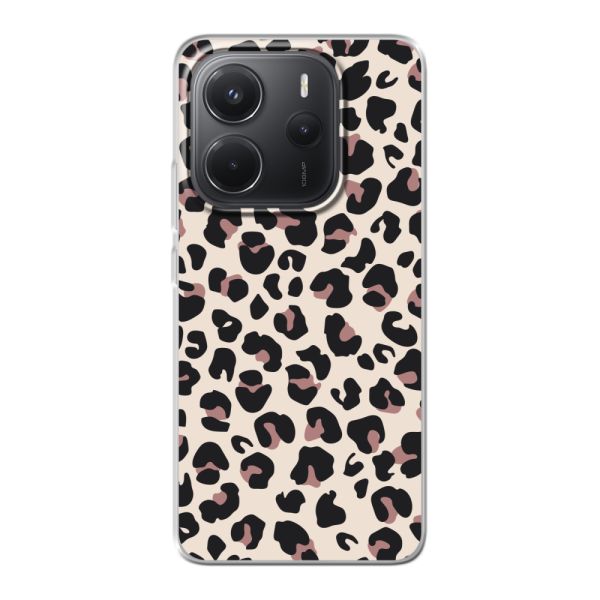 Funda Xiaomi Redmi Note 14 4G flexible transparente con estampado de pantera – leopardo beige