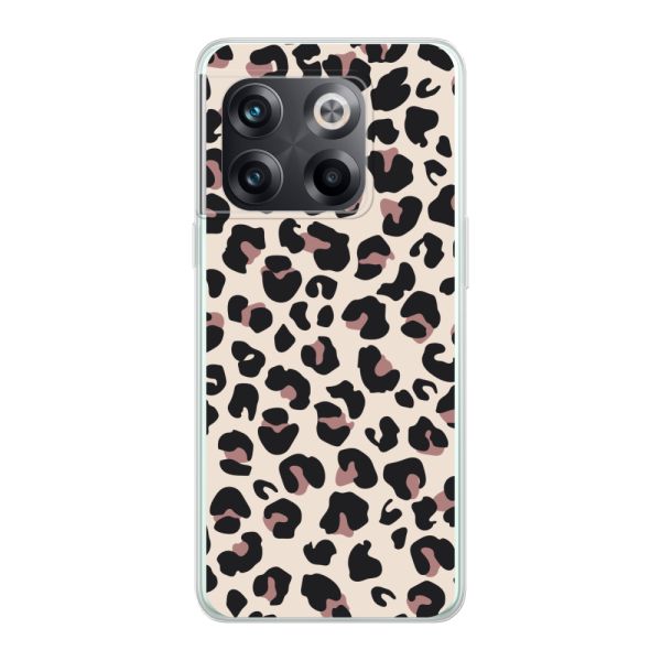 Funda OnePlus 10T flexible transparente con estampado de pantera – leopardo beige