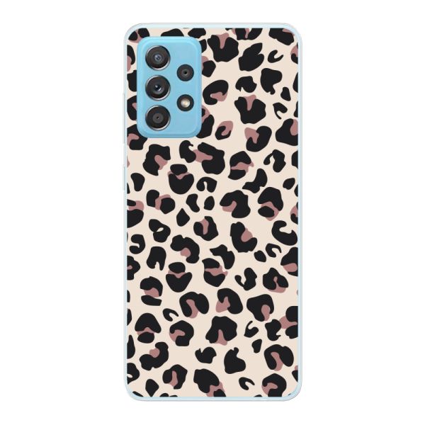 Funda Samsung Galaxy A73 5G flexible transparente con estampado de pantera – leopardo beige