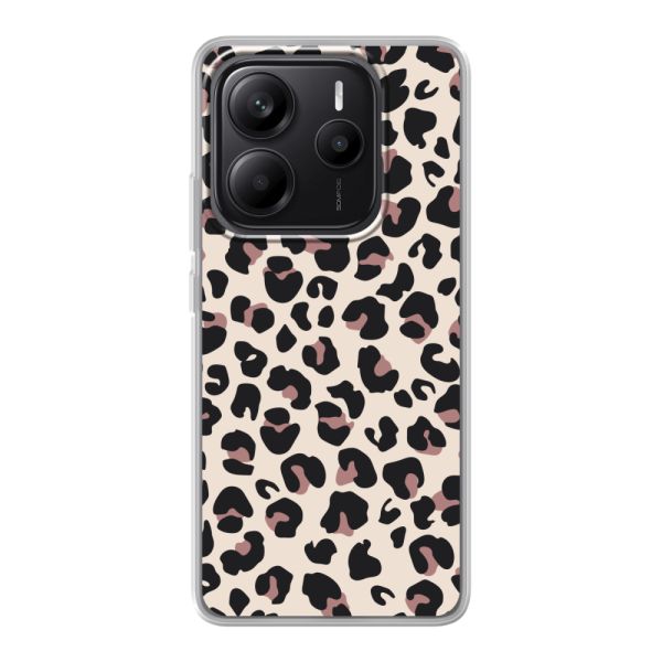 Funda Xiaomi Redmi Note 14 5G flexible transparente con estampado de pantera – leopardo beige