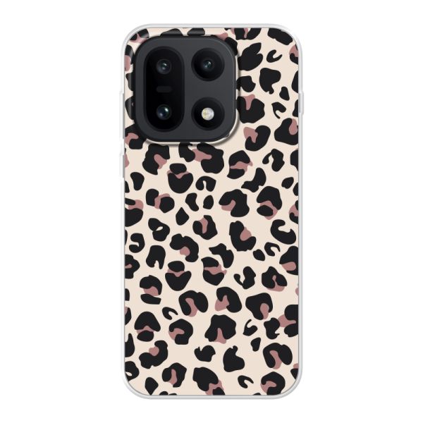 Funda OnePlus 15 flexible transparente con estampado de pantera – leopardo beige