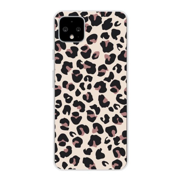 Transparente flexible Google Pixel 4 XL Hülle mit Pantherprint – Beiger Leopardenprint