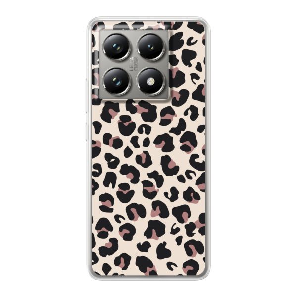 Funda Xiaomi 14T Pro flexible transparente con estampado de pantera – leopardo beige