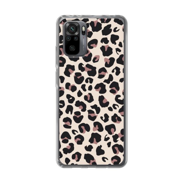 Transparant flexibel Xiaomi Redmi Note 10 Pro hoesje met Panter Print - Beige Luipaardprint