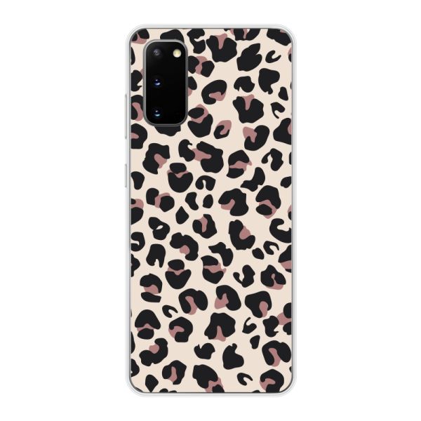 Funda Samsung Galaxy S20 flexible transparente con estampado de pantera – leopardo beige