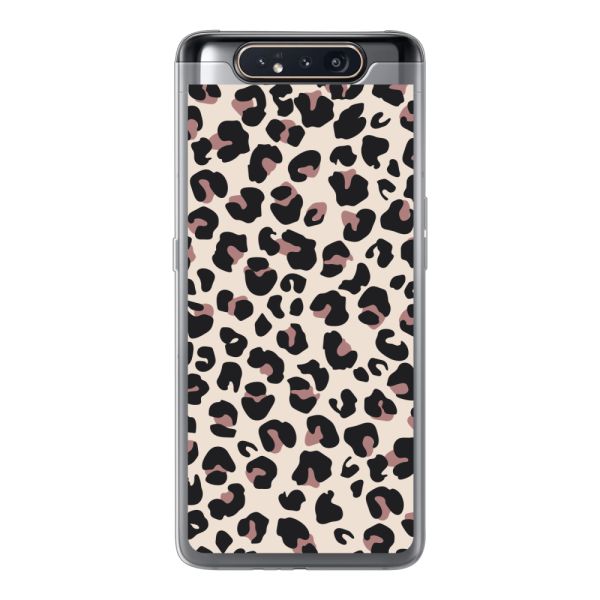 Funda Samsung Galaxy A80 flexible transparente con estampado de pantera – leopardo beige