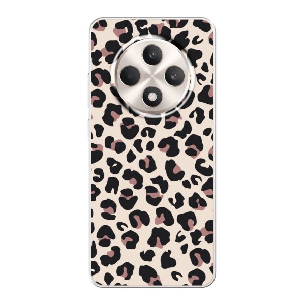 Funda Oppo Reno12 F flexible transparente con estampado de pantera – leopardo beige
