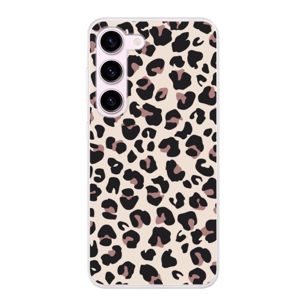 Funda Samsung Galaxy S23 flexible transparente con estampado de pantera – leopardo beige