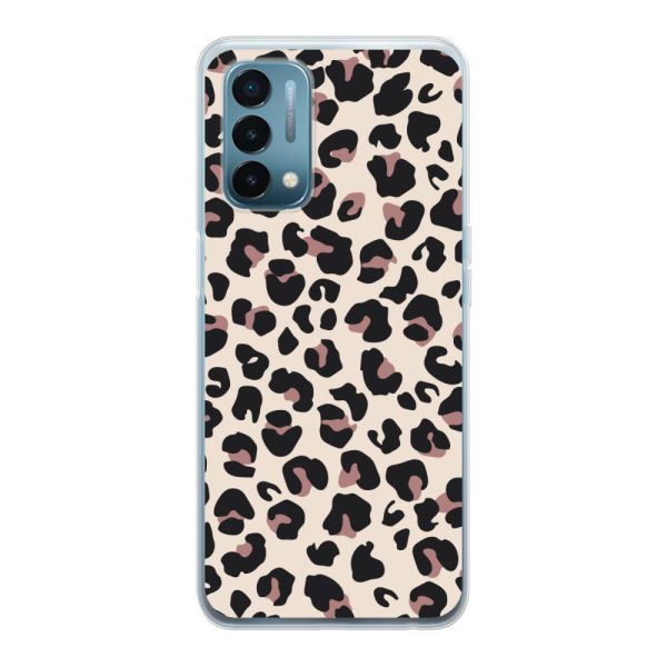 Funda OnePlus Nord N200 5G flexible transparente con estampado de pantera – leopardo beige