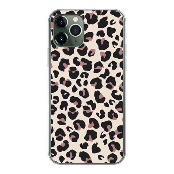 Coque iPhone 11 Pro flexible transparente avec imprimé panthère – léopard beige